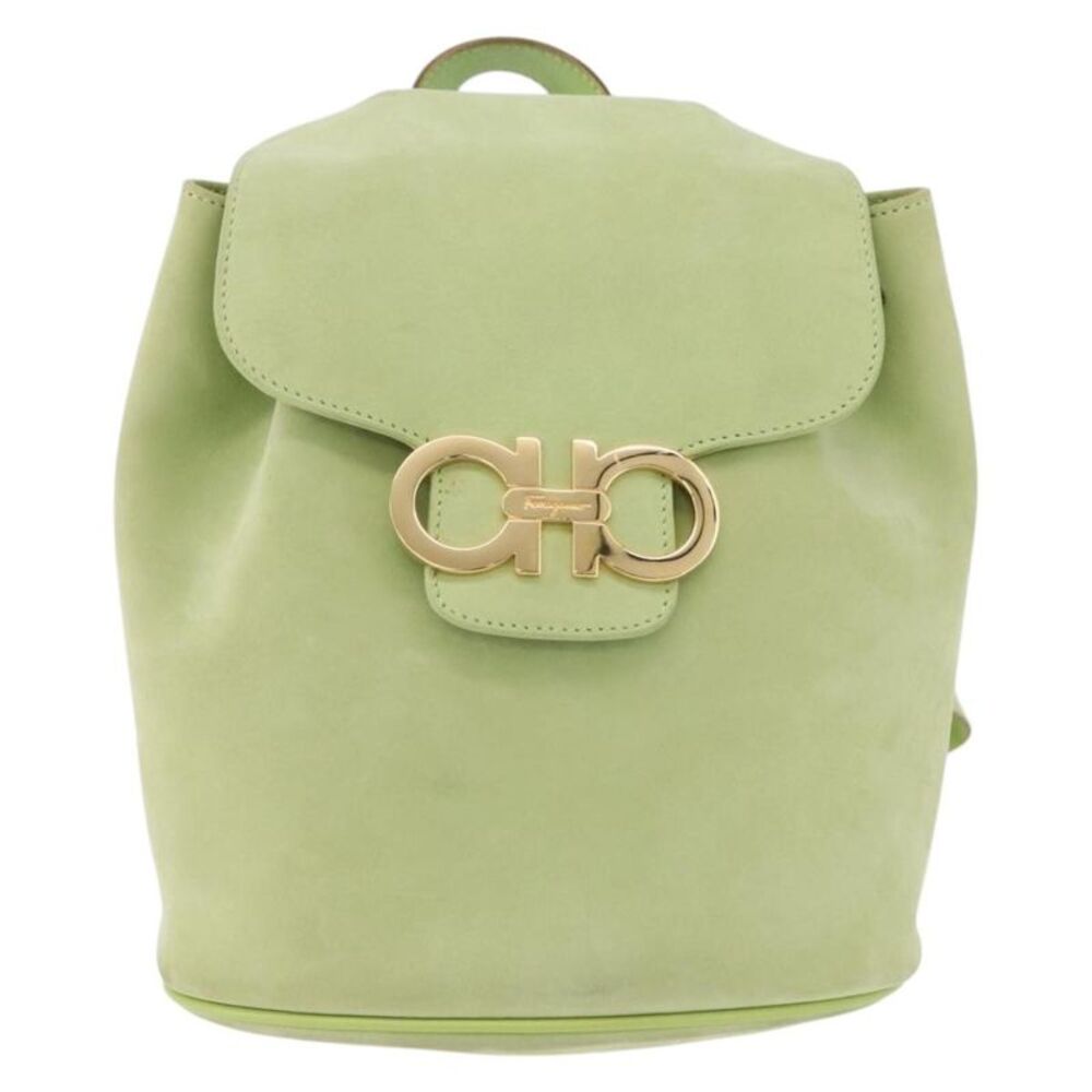 Salvatore Ferragamo Gancini Suede Green Suede Backpack Bag